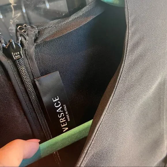 Versace Black Mini Dress with Gold Zipper Detail - Picture 7 of 13